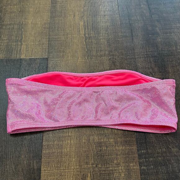 Dippin Daisy Metallic Pink Bandeau Bikini Swim Top Women’s Medium - Picture 5 of 11